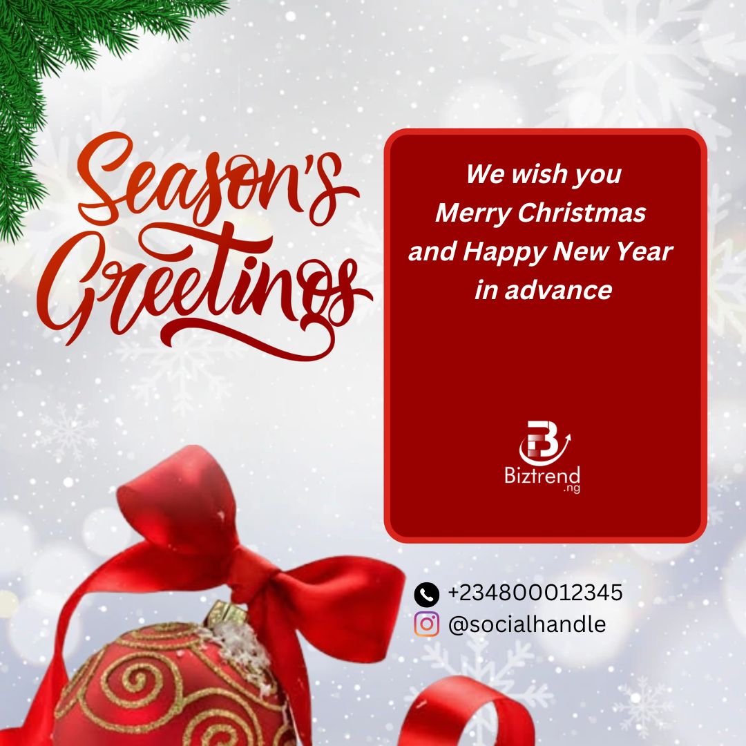 FREE CANVA CHRISTMAS FLYER We wish you Merry Christmas and Happy New Year in advance - Brand Name